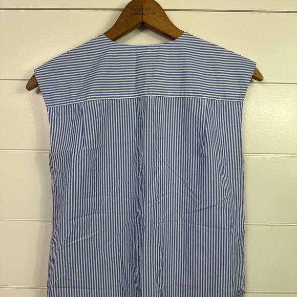 J. Crew Striped Sleeveless Side Zip Top Shirt Blue White sz 00 - Picture 7 of 7